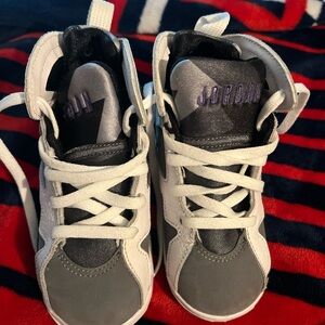 Jordan Gray and White High-Top Sneakers